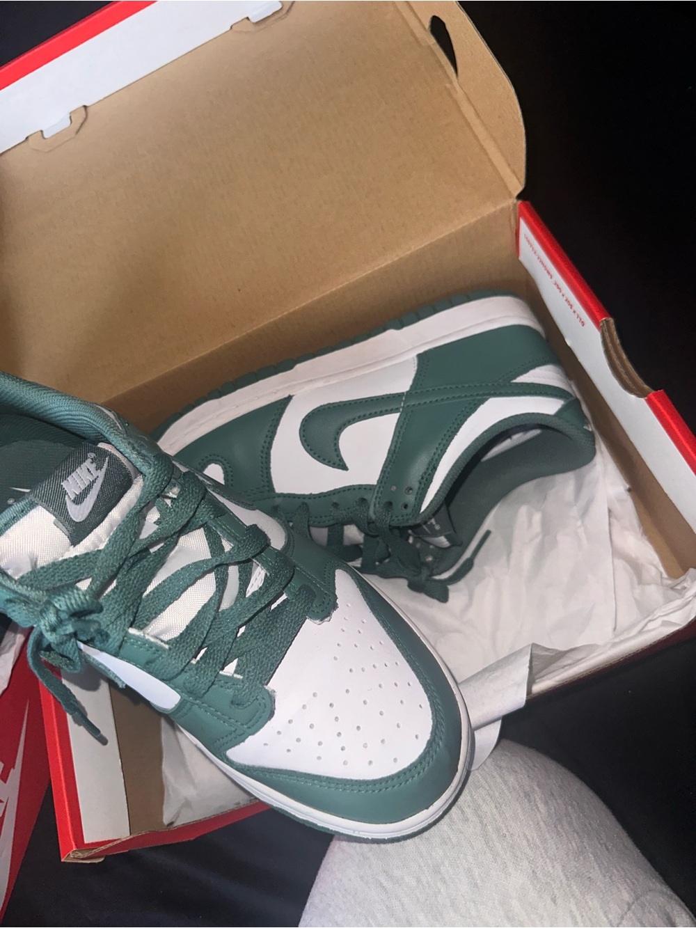 Nike Dunk Low White and Green Leather Sneakers